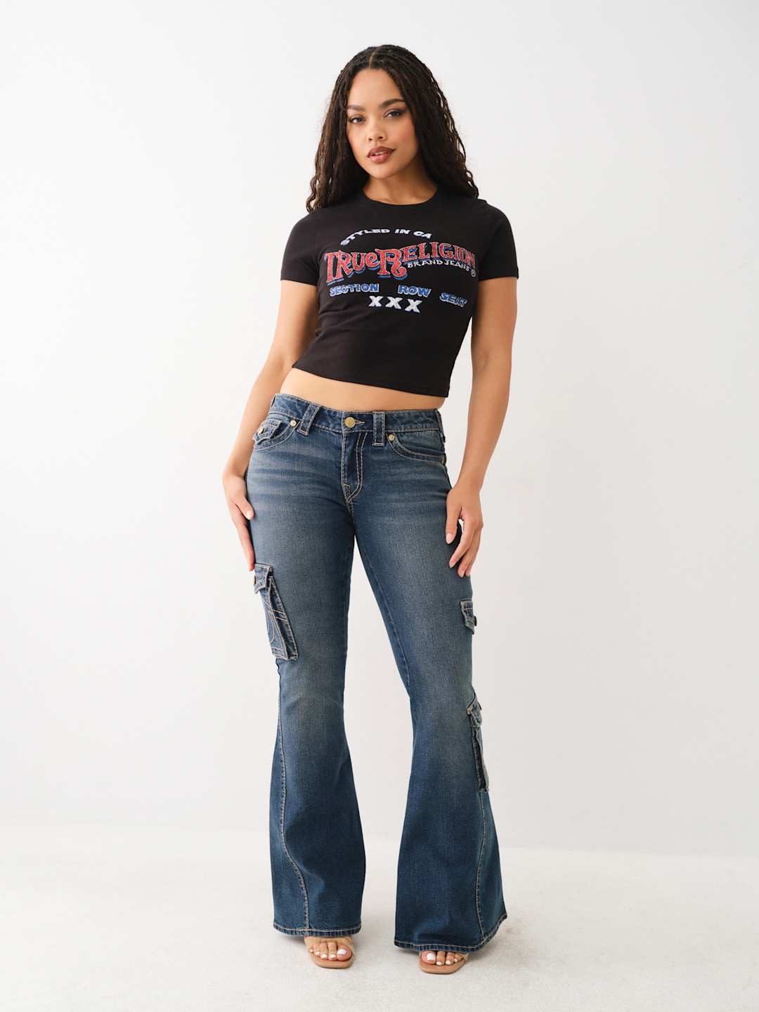 True Religion Jeans Big T Low Rise Flare Dar