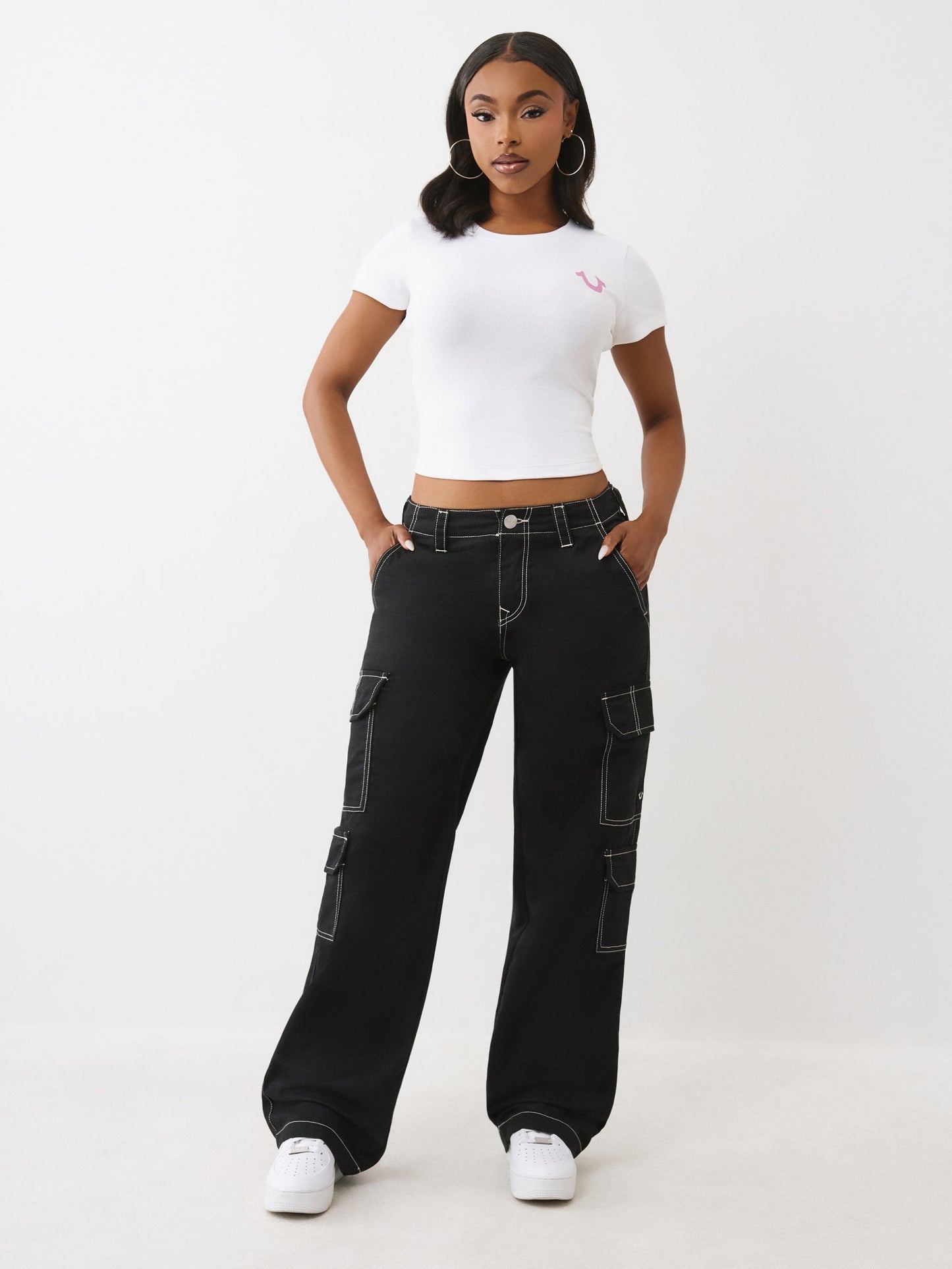 True Religion Bottoms Hs Cargo Emb Sn Jet Black
