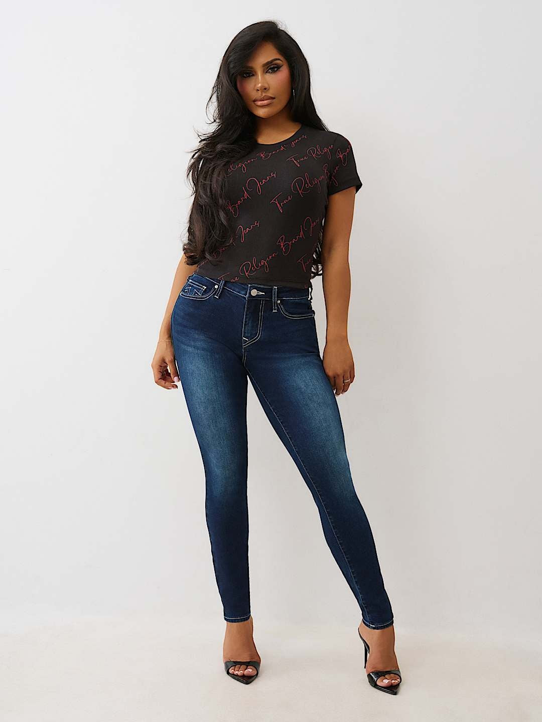 True Religion Jeans Jennie Sn Mr Dark Mahogany Wood Wash