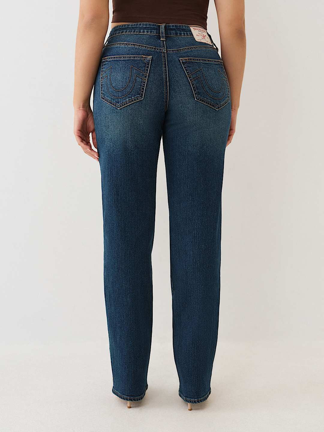 True Religion Jeans Sarah Sn High Rise Straight Medium Amber Nights Wash