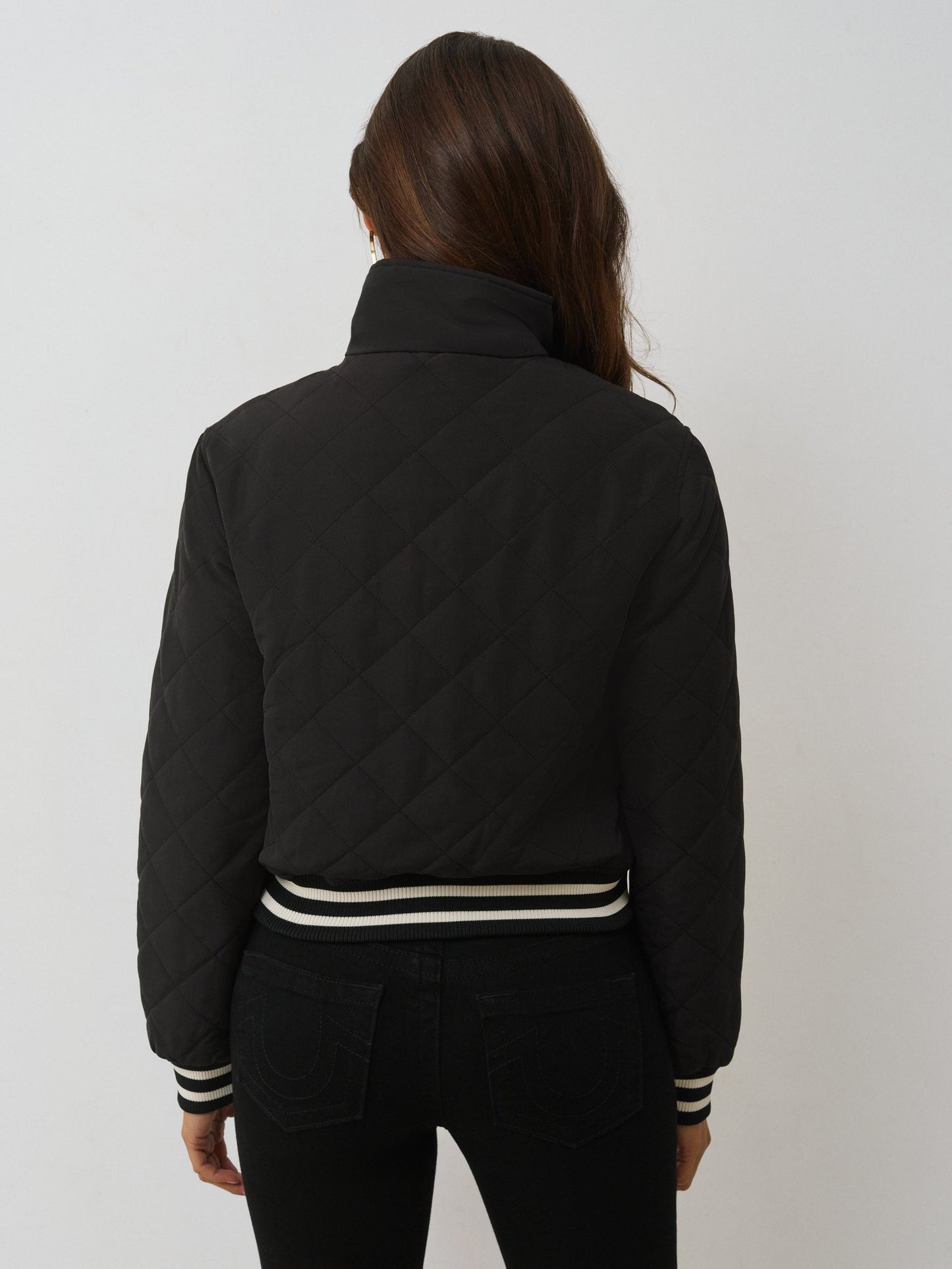 True Religion Hs Quilted Zip Up Jacket Jet Black