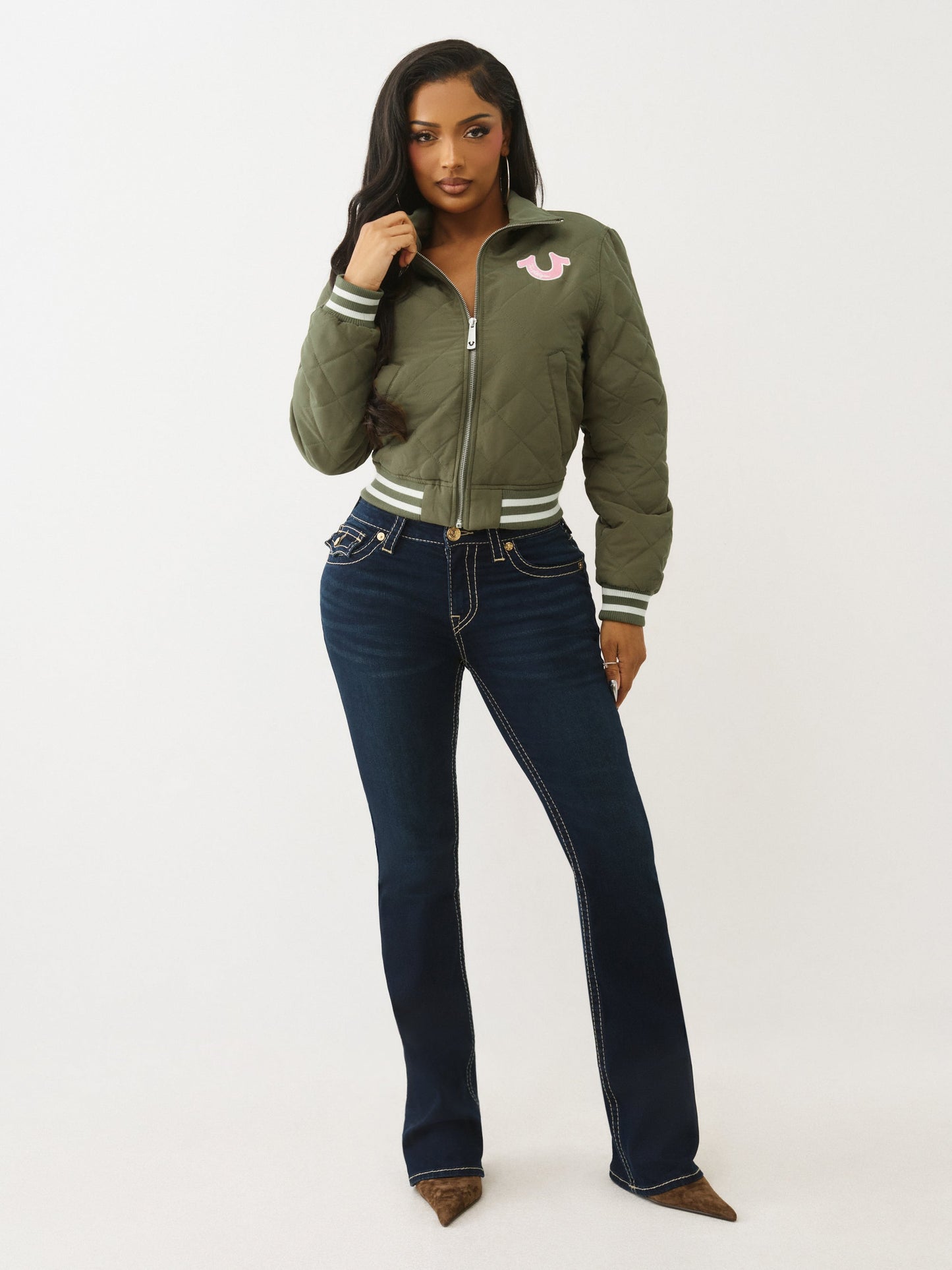 True Religion Hs Quilted Zip Up Jacket Kalamata