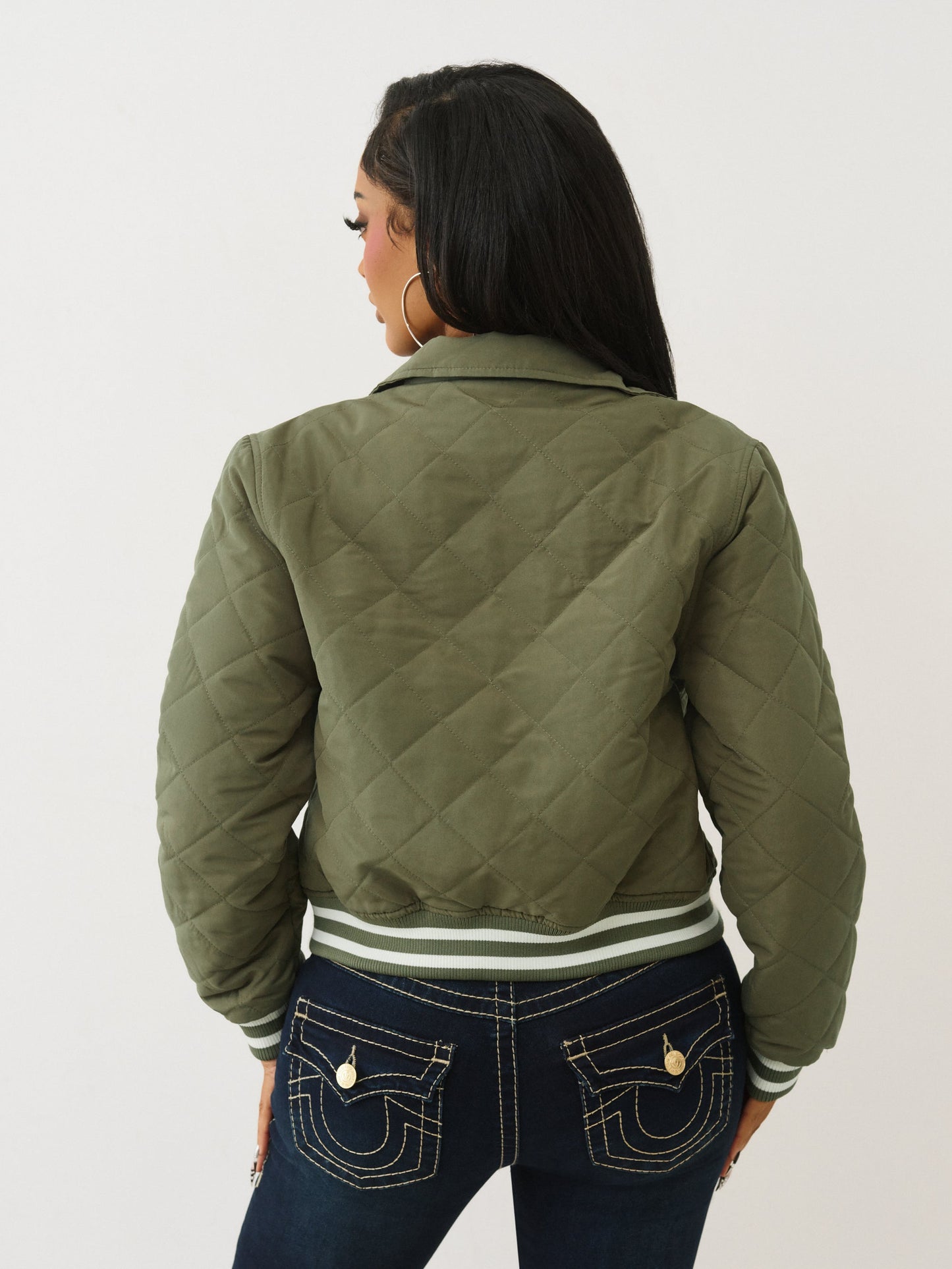 True Religion Hs Quilted Zip Up Jacket Kalamata