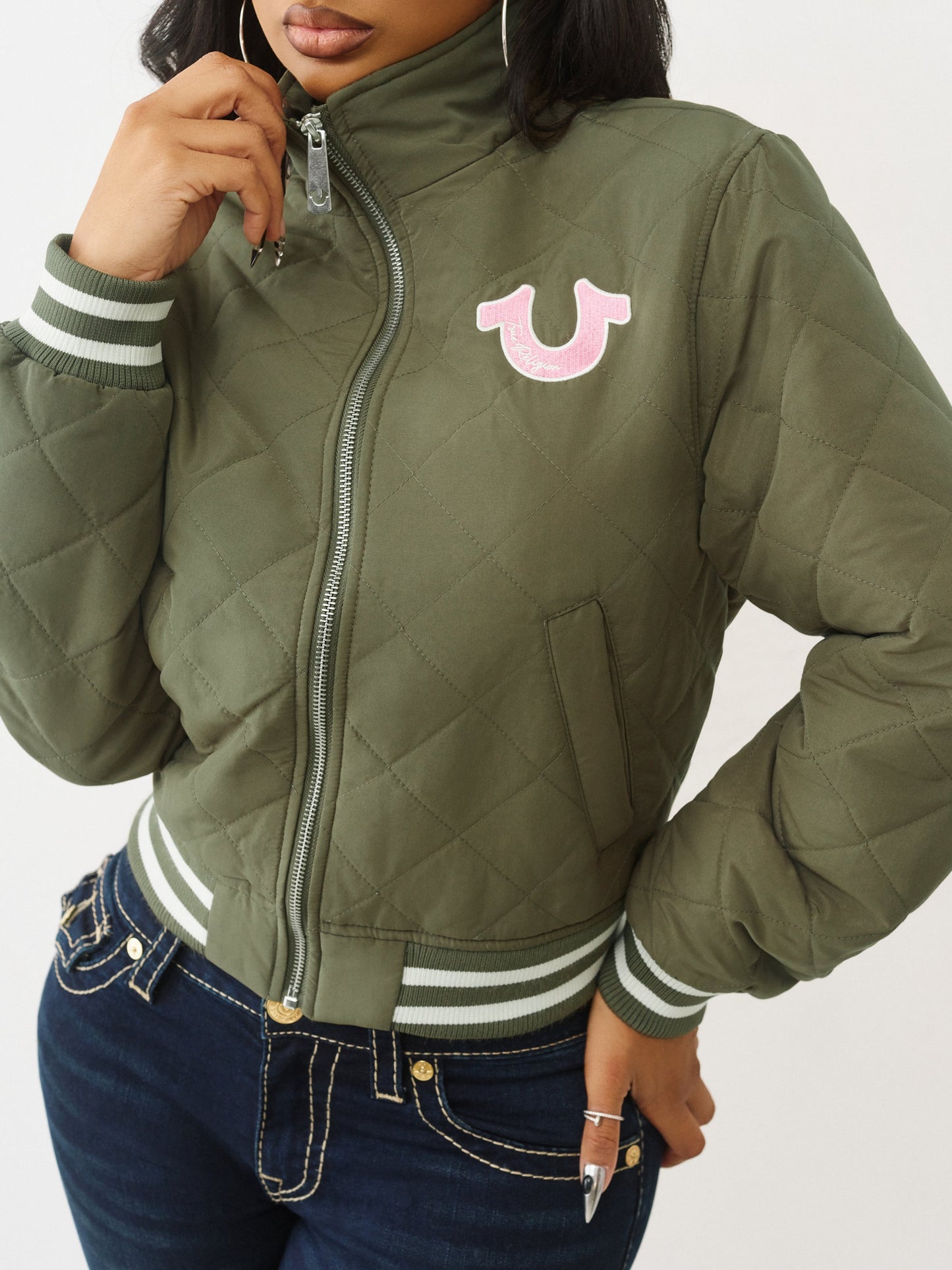 True Religion Hs Quilted Zip Up Jacket Kalamata