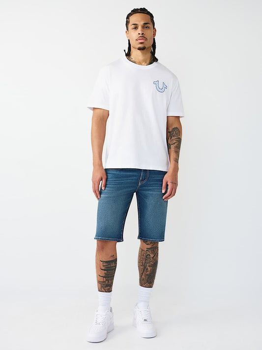 True Religion Shorts Ricky Big T Flap Medium Blue Comet Wash