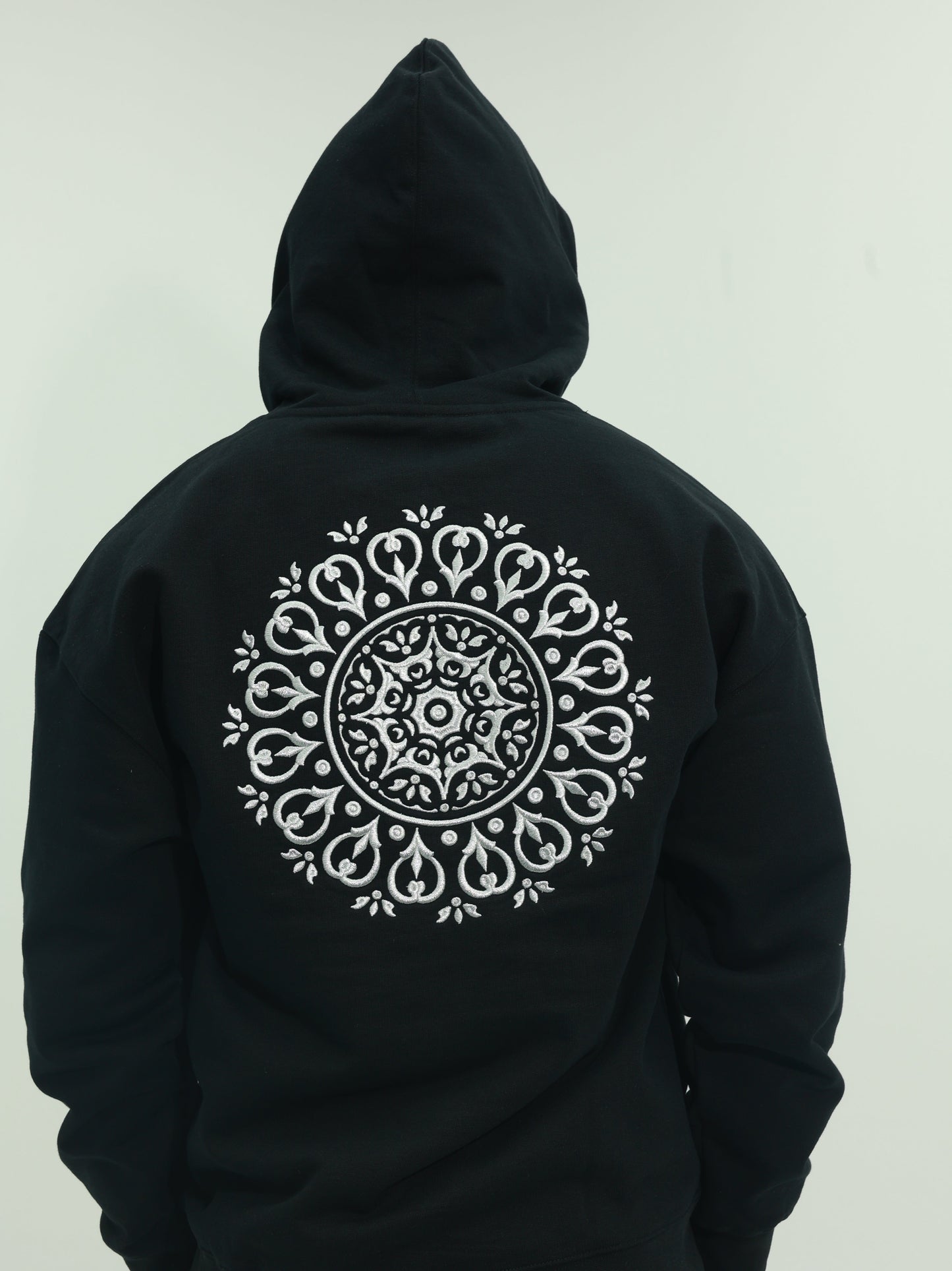 Capone Sweater Hooded Embroidered Back Print Black