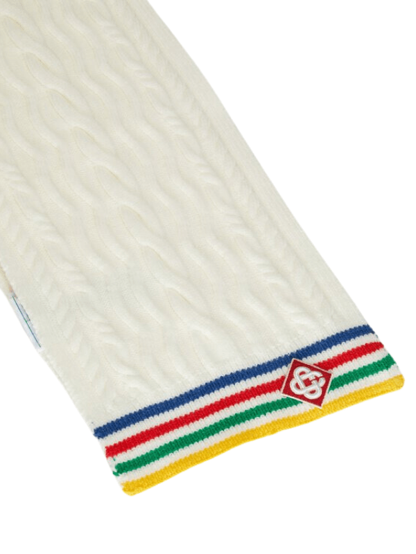 Casablanca Scarf Cable Colour Stripes White