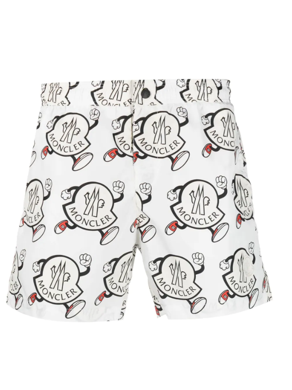 Moncler Shorts Allover Print White