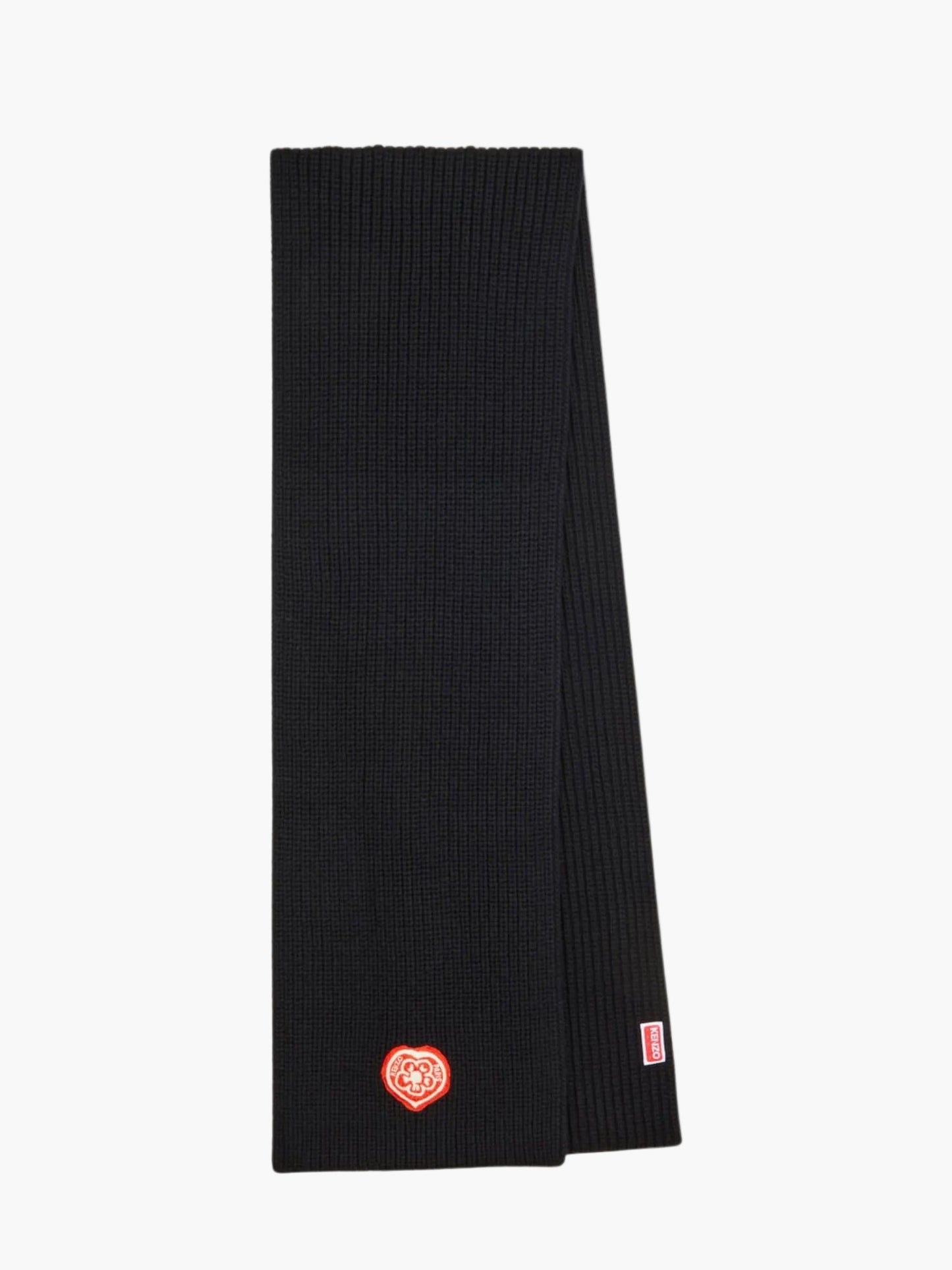 Kenzo Scarf Boke Heart Embroidered Black