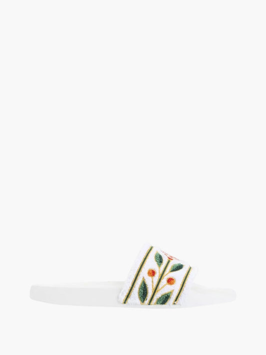Casablanca Slides CSL19 Embroidered Terry White
