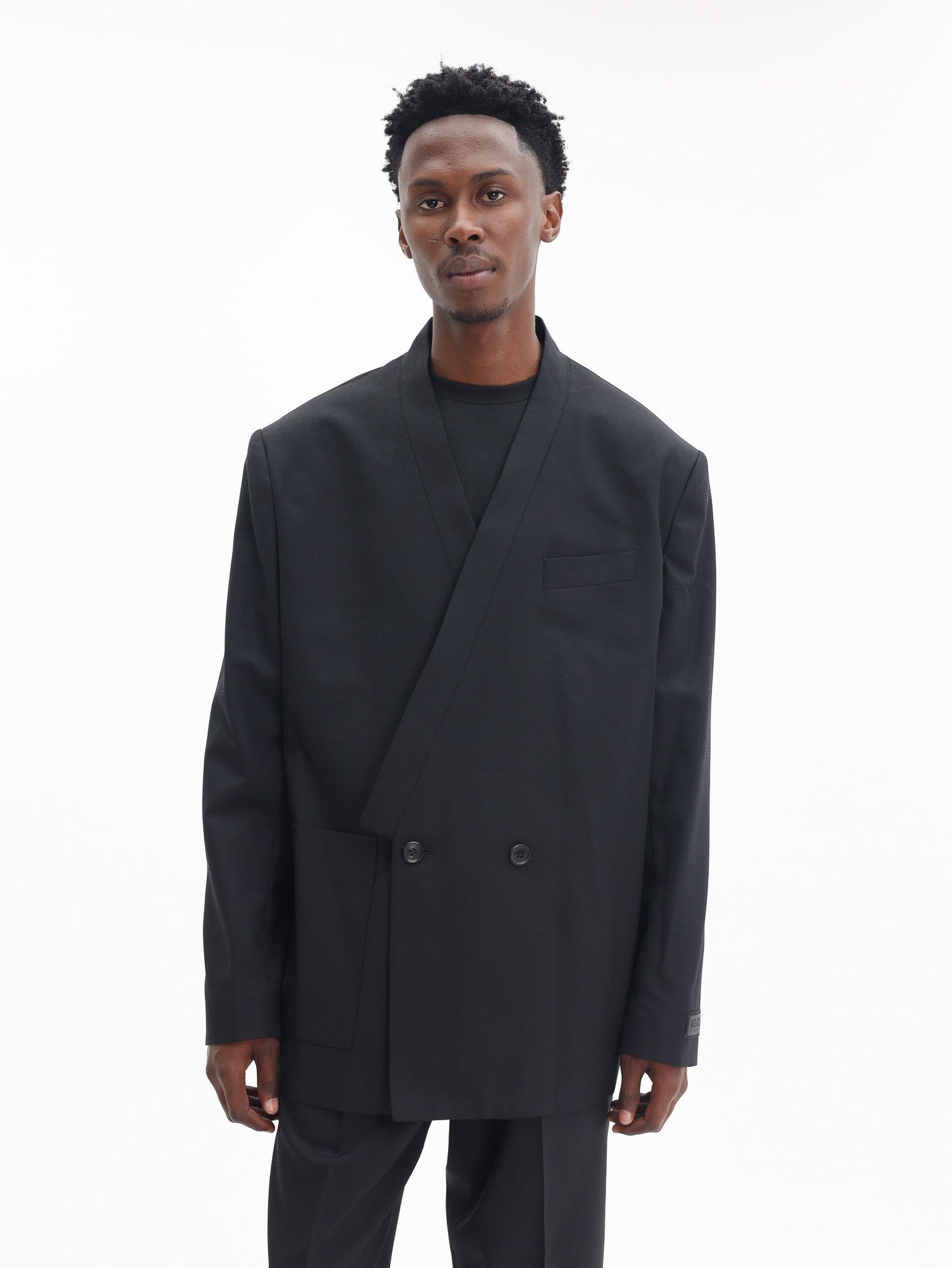 Kenzo Weave Blazer Tailored Wool Jacquard Black