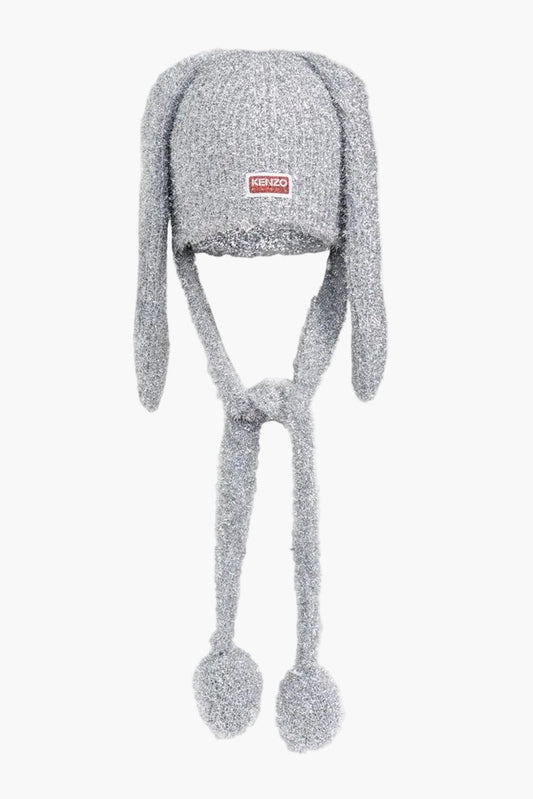 Kenzo Beanie With Bunny Ears Silver