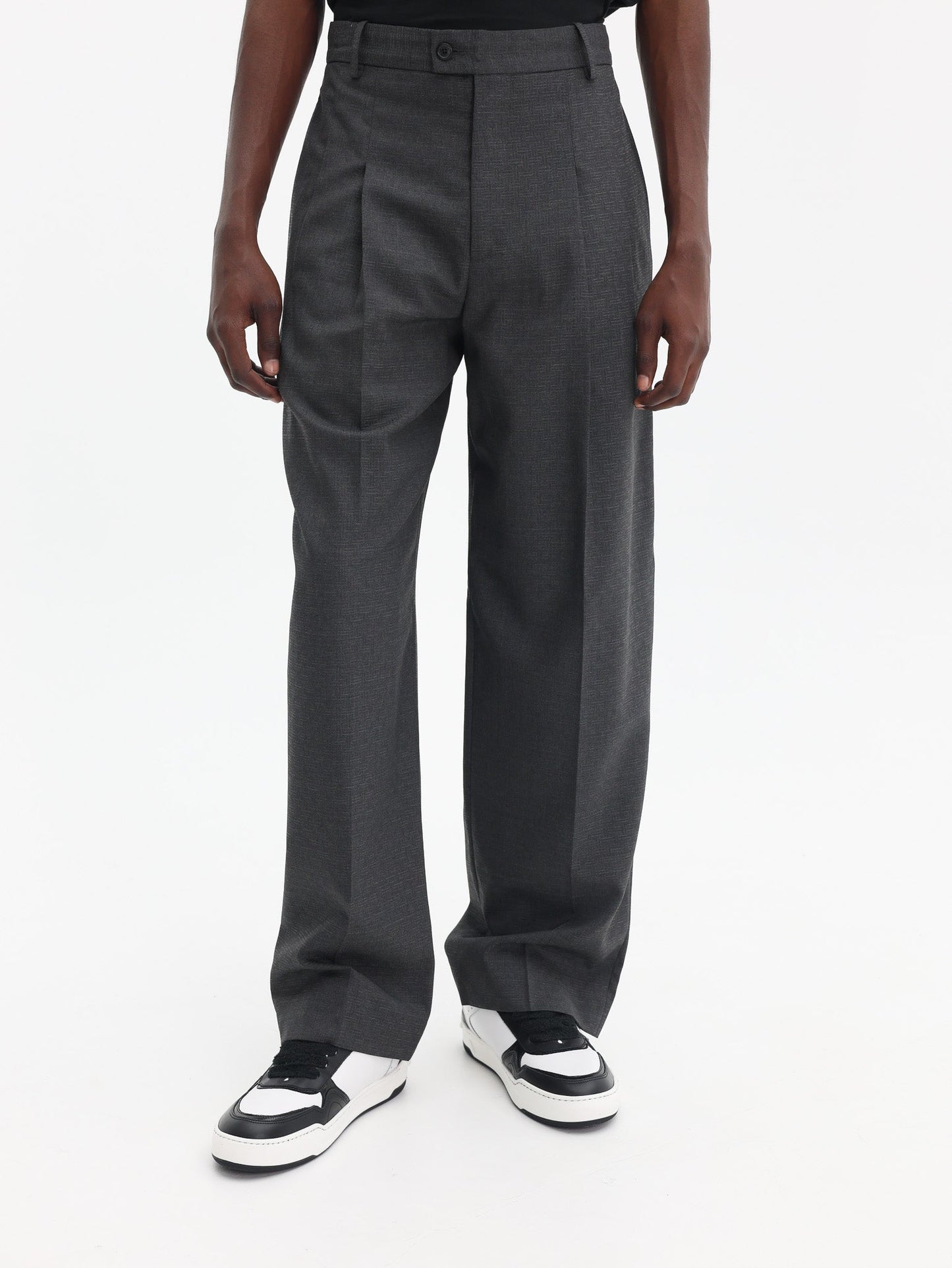 Kenzo Weave Pants Straight Tailored  Wool Jacquard Taupe
