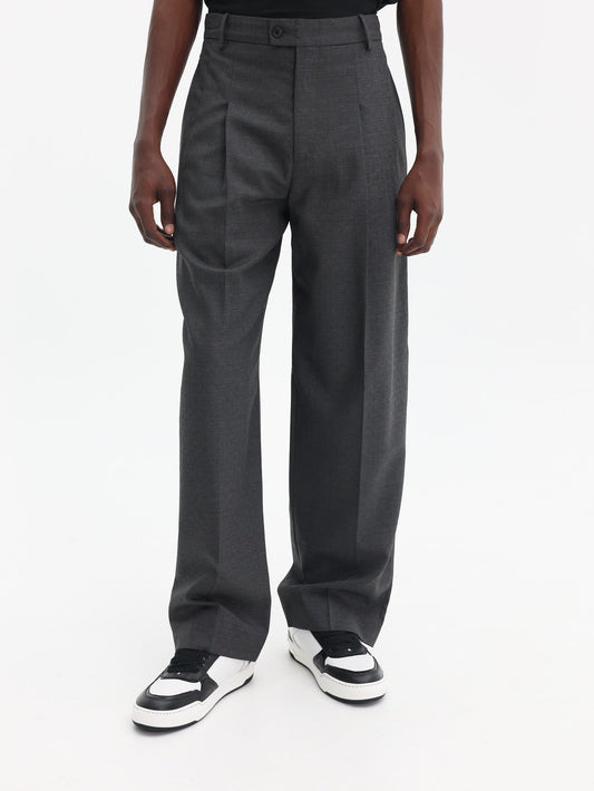 Kenzo Weave Pants Straight Tailored  Wool Jacquard Taupe