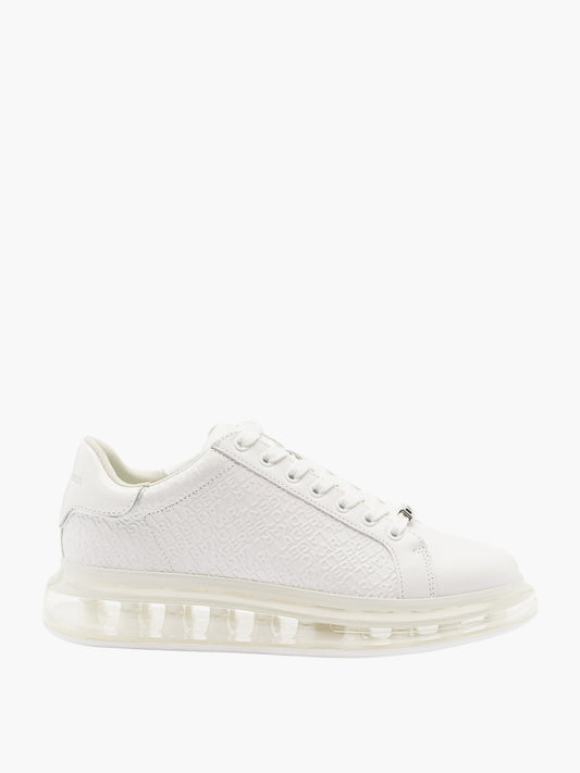 Karl Lagerfeld Sneaker Kl565 Kapri Cushion Emboes Repeat Lo Lace White Leather-Mono