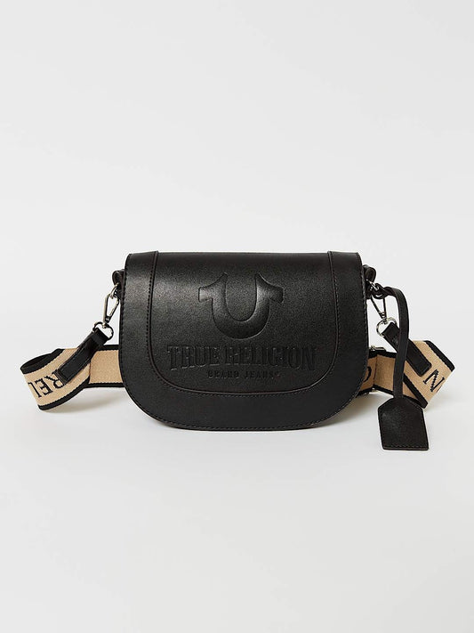 True Religion Stitched Horseshoe Flap Bag Black