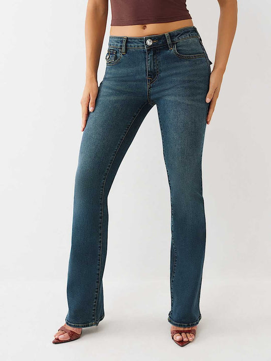 True Religion Jeans Becca Crystal Sn Flap Cut Dark Woodland Wash