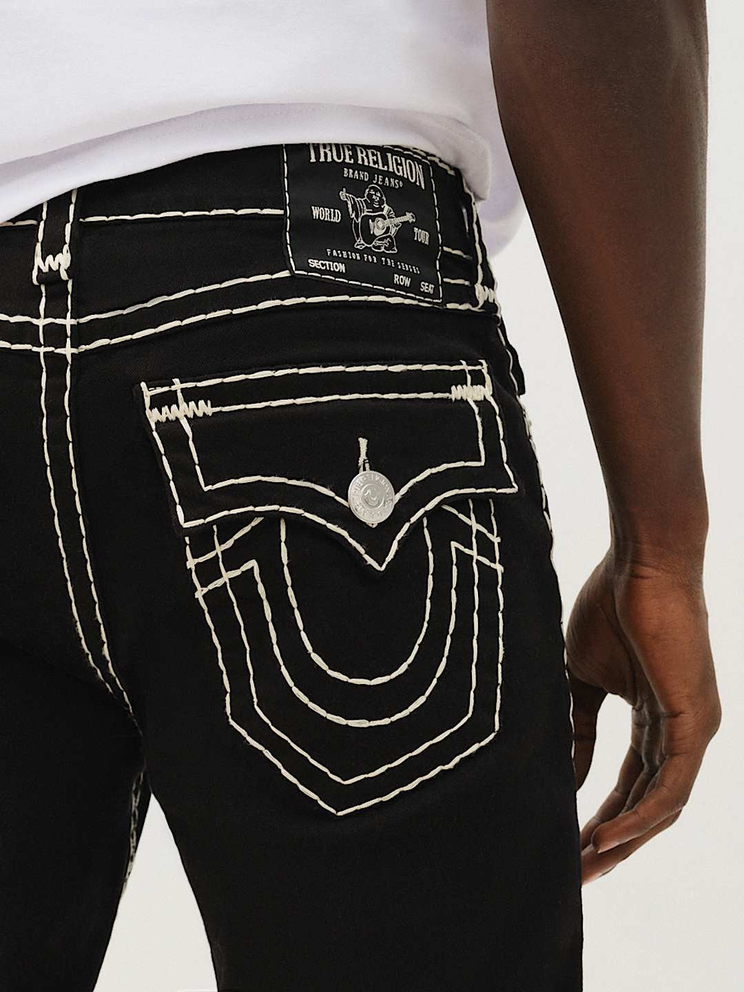 True Religion Jeans Ricky Super T Flap 34in 2sb Body Rinse Black