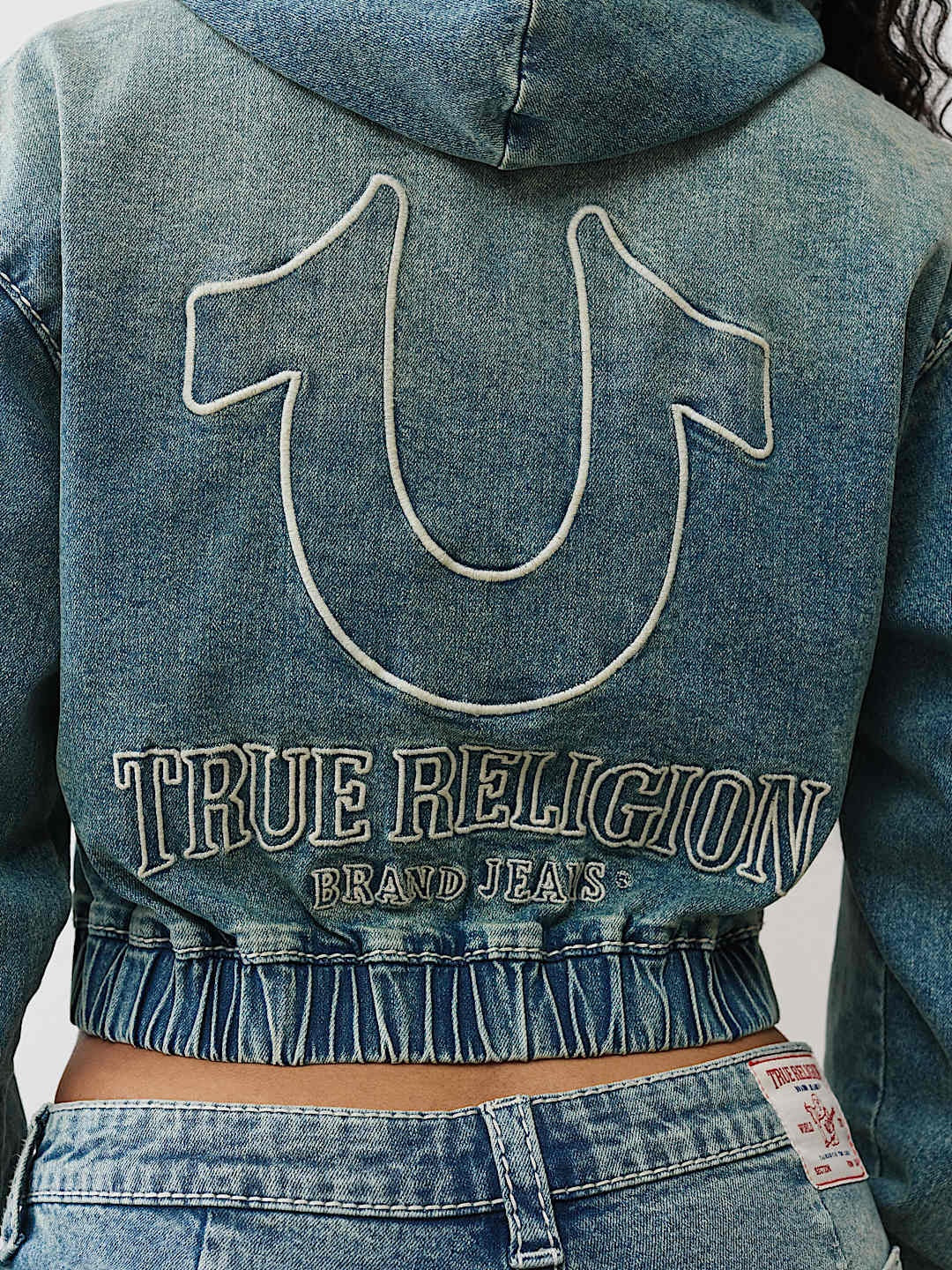 True Religion Hoodie Denim Zip Up Big T Vocal Harmony