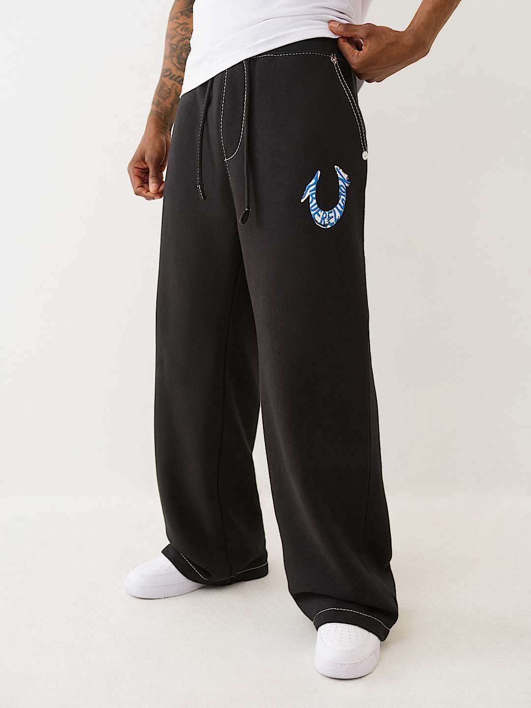 True Religion Sweatpants Hs Paint Big T Sweats Jet Black