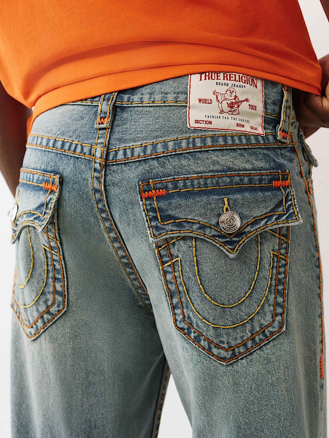 True Religion Jeans Vinny Super T Flap 34in Kelp Medium Wash