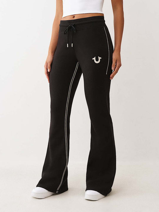 True Religion Sweatpants Rope Stitch Mr Bootcut Jet Black