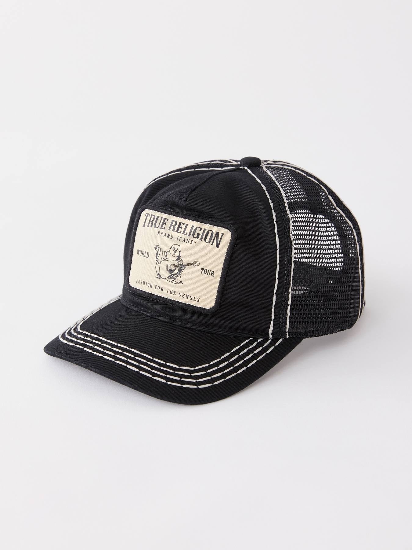 True Religion Concert Patch Big T Trucker Cap Black / Natural