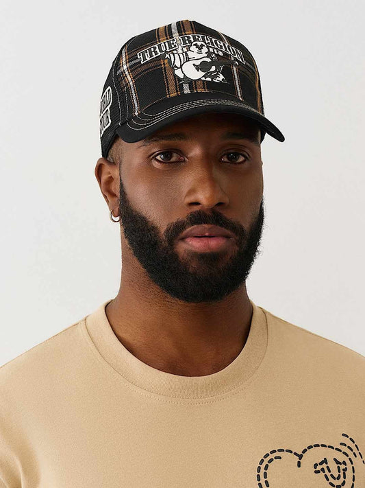 True Religion Plaid Trucker Cap Brown/Tan