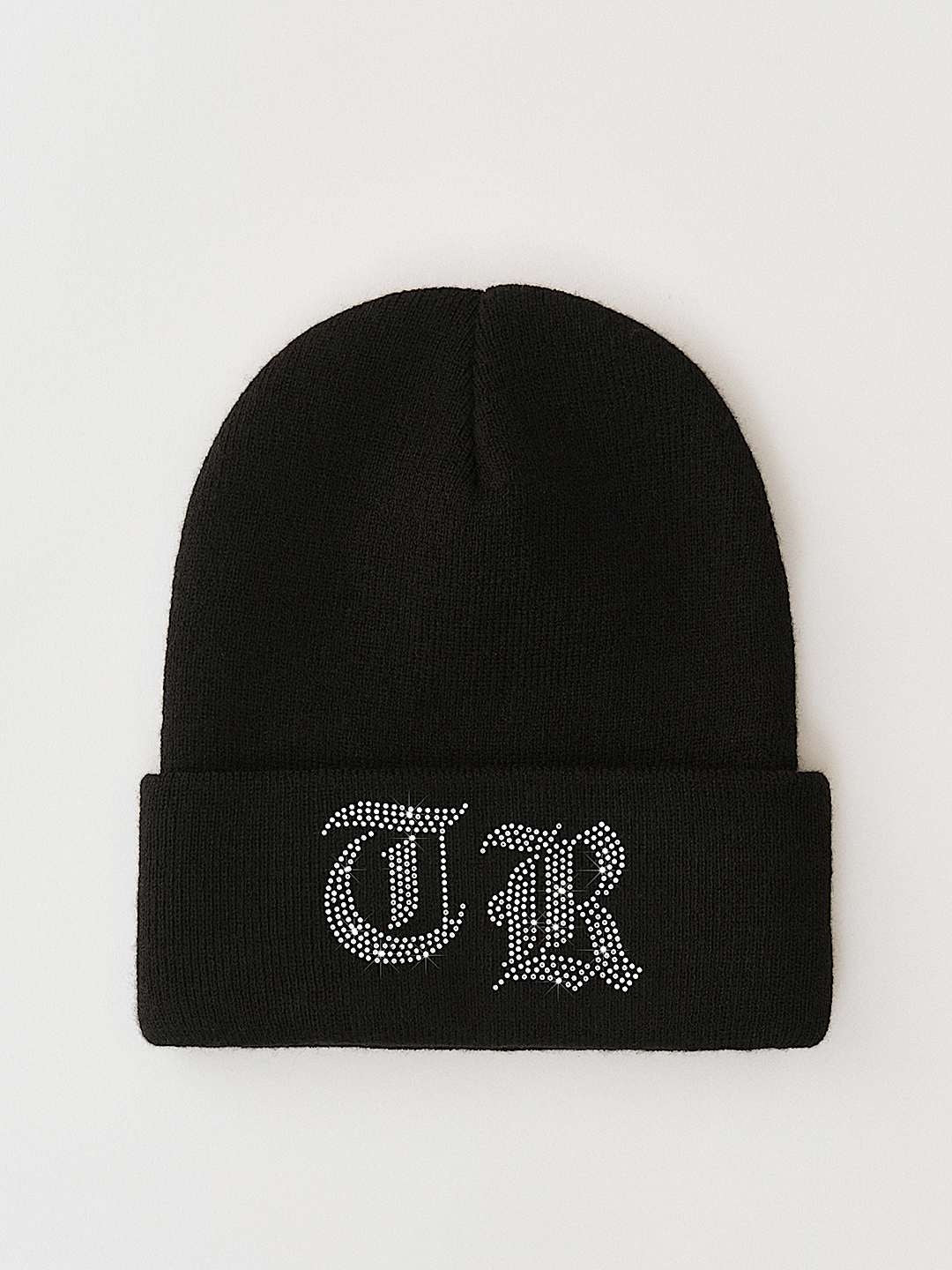 True Religion Crystal Old English Beanie Jet Black