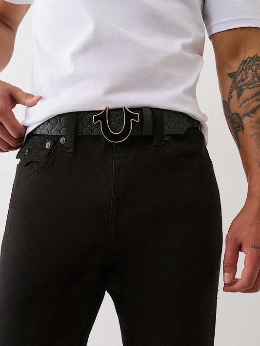 True Religion Old English Belt Jet Black