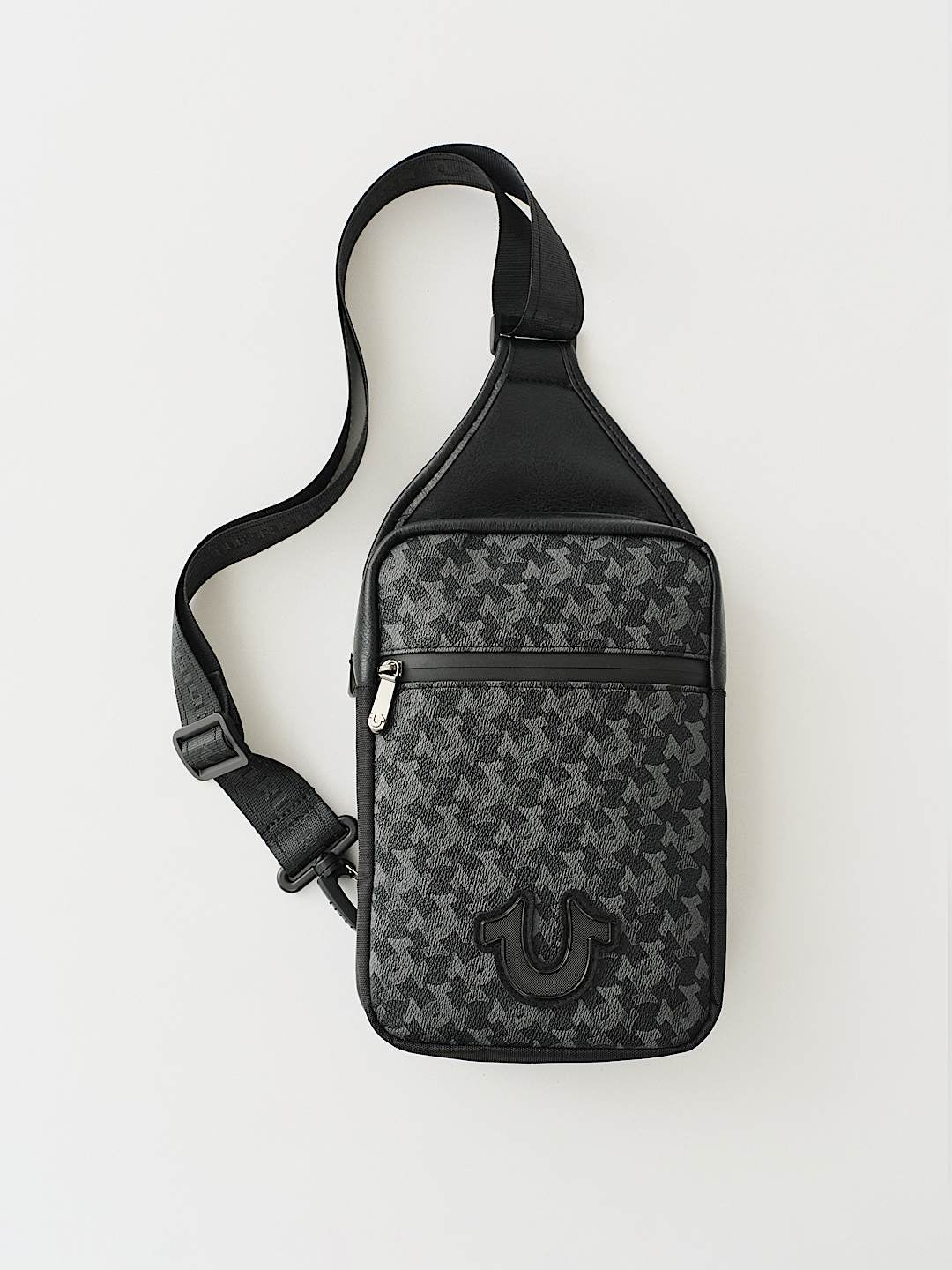 True Religion Hs Monogram Pu Sling Bag Black / Grey
