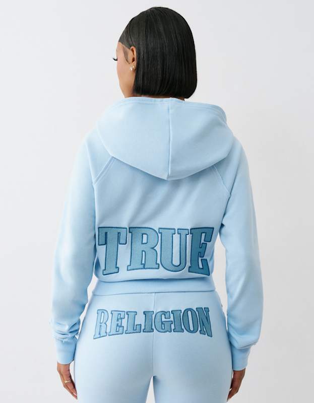 True Religion Tr Terry V Notch Hoodie Cerulean Blue