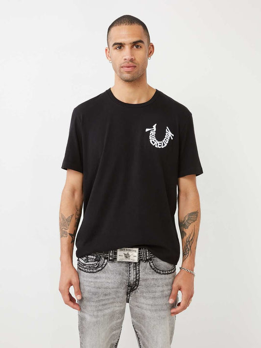 True Religion Multi Big T Stitch Belt Black