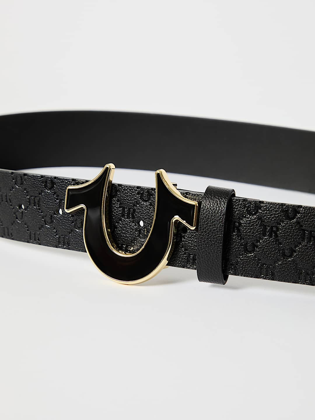 True Religion Old English Belt Jet Black