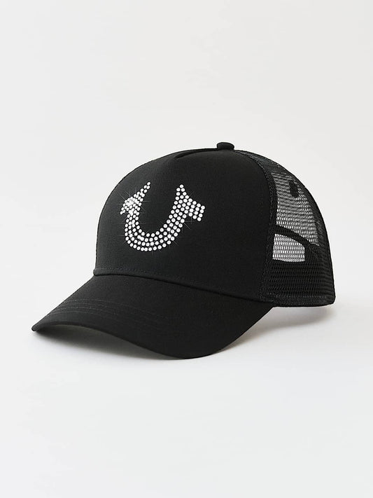 True Religion Crystal Trucker Cap Jet Black