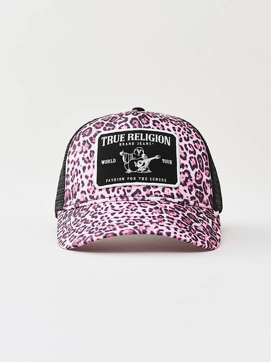 True Religion Leopard Trucker Hat Pink Leopard