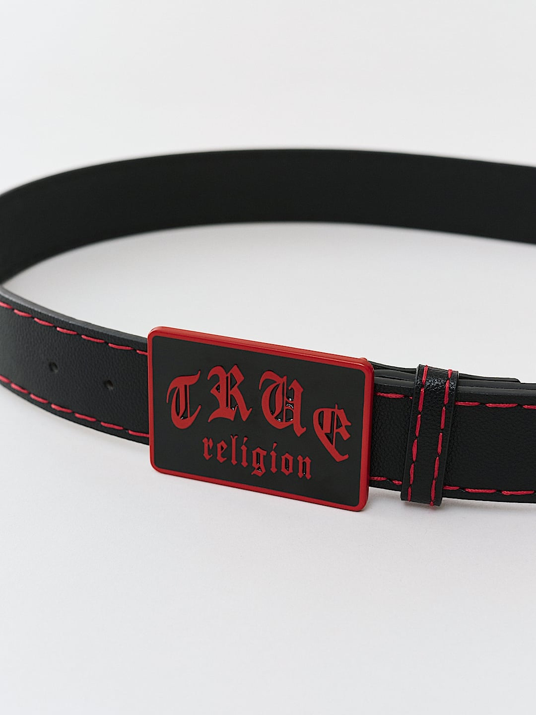 True Religion Old English Belt Jet Black