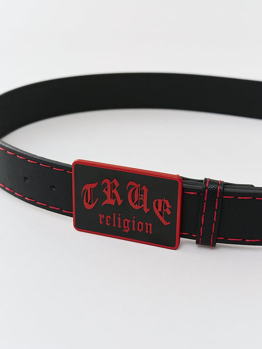 True Religion Old English Belt Jet Black