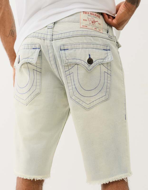 True Religion Ricky Sn Flap Short Fray Blue Mariner Light Wash