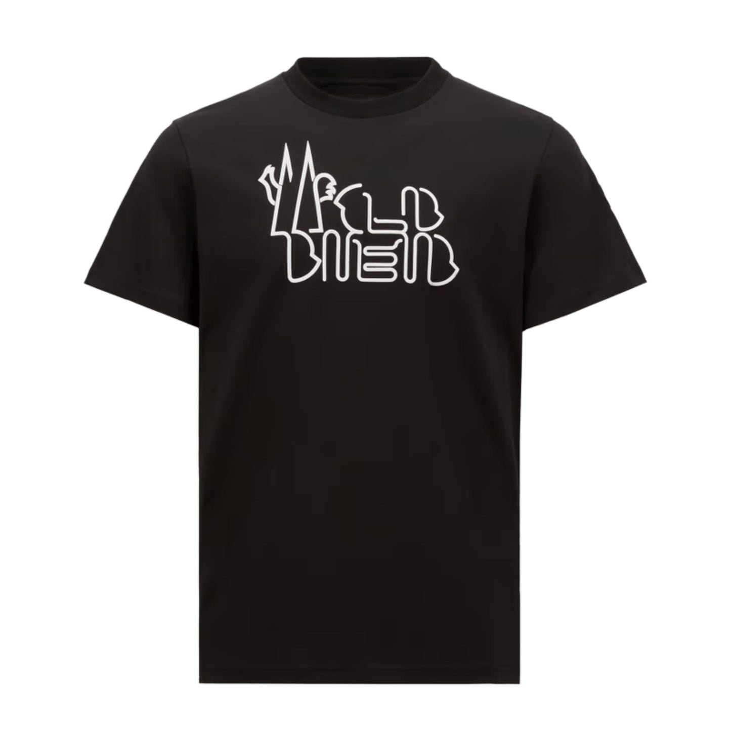 Moncler T-Shirt Curved Logo Black-White