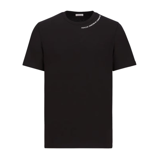 Moncler T-Shirt Half Neck Logo Black