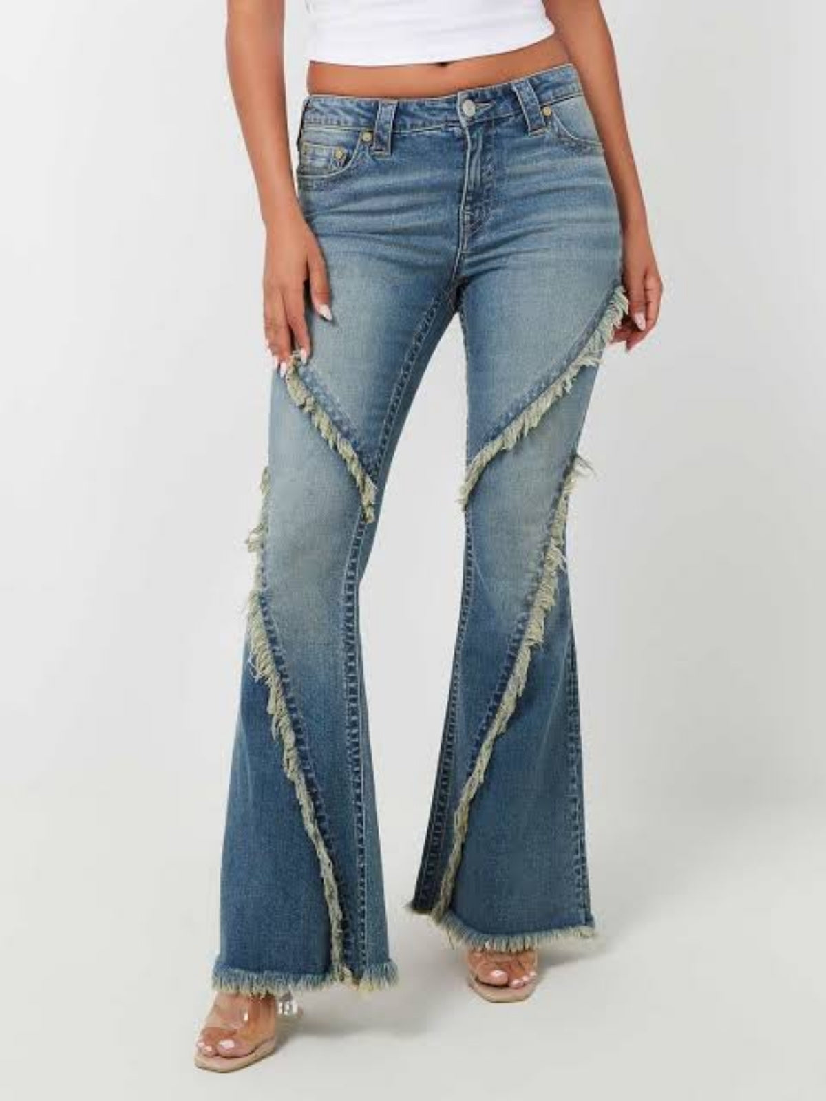 True Religion Jeans Distressed Frayed Flare