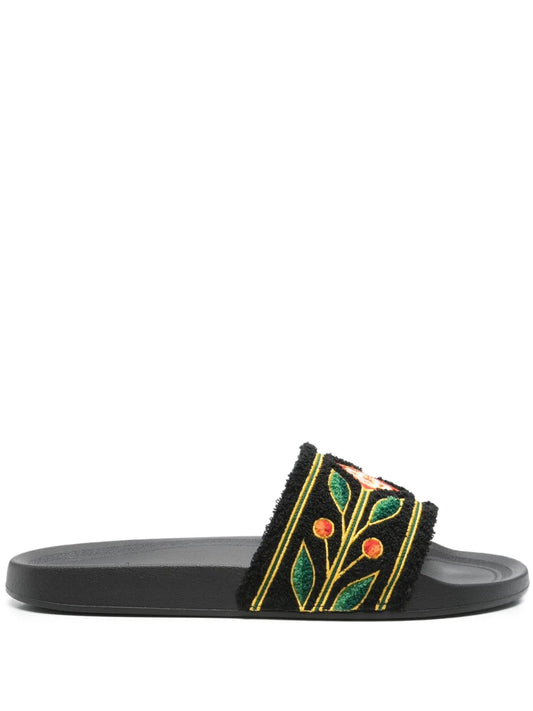 Casablanca Csl12 Embroidered Terry Slider Black
